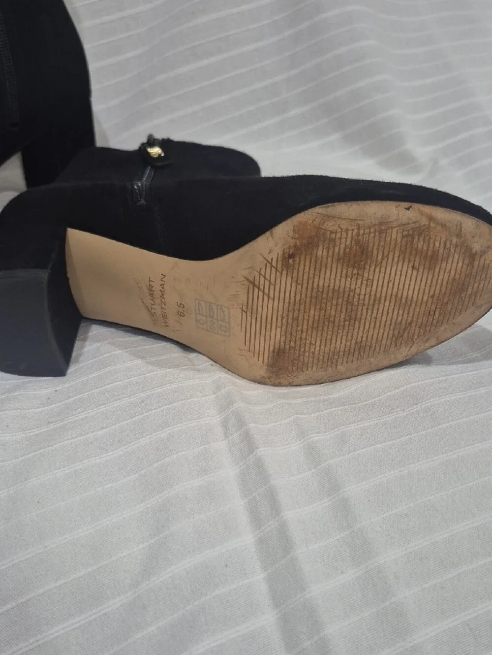 STUART WEITZMAN Classic Black Suede Ankle Boots - Women's Chelsea Heel